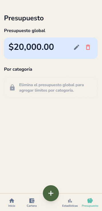 Captura de Presupuesto en modo claro